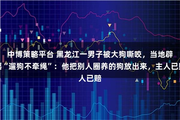 中博策略平台 黑龙江一男子被大狗嘶咬,当地辟谣“遛狗不牵绳”:他把别人圈养的狗放出来,主人已赔