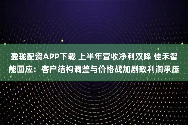 盈珑配资APP下载 上半年营收净利双降 佳禾智能回应：客户结构调整与价格战加剧致利润承压